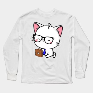 Funny cat is on the way to work Long Sleeve T-Shirt